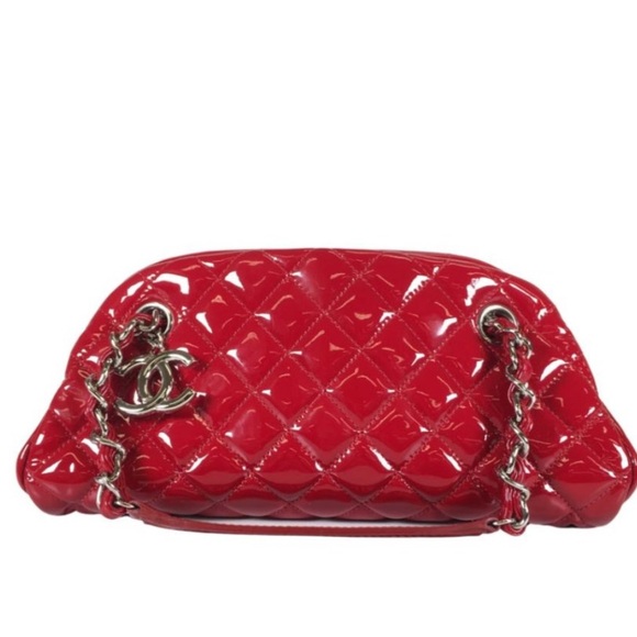 CHANEL Handbags - Chanel 14481018 Red 11P Patent Mademoiselle Petti Shopping with Silver Hardware